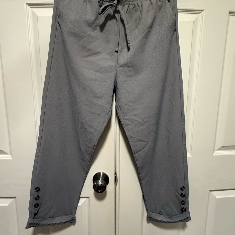 SHEIN Gray Joggers with Button Detail